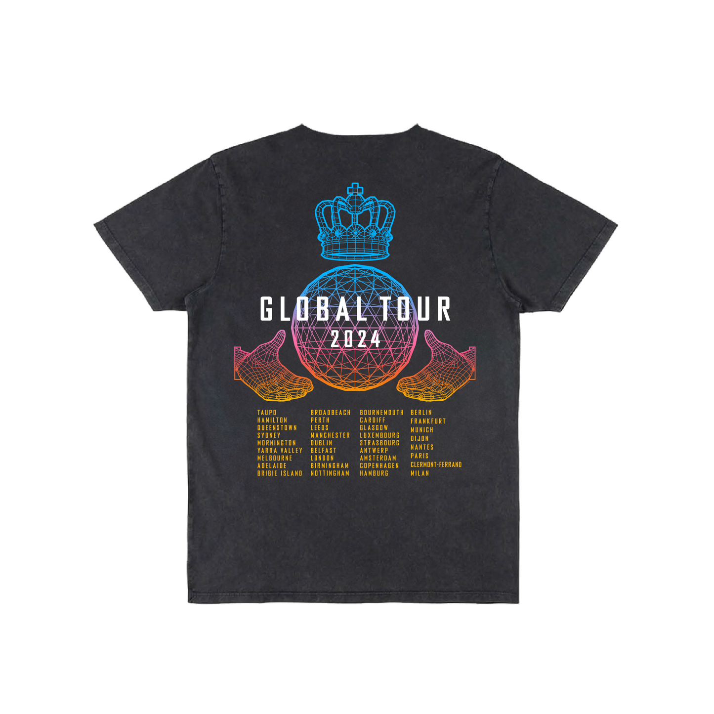 World Tour Itinerary Faded Black Tee